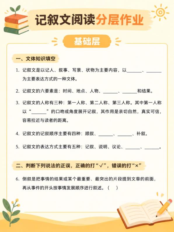 图片[1]-2027中考语文三轮冲刺复习之记叙文阅读知识梳理及分层作业-宝库盒教辅资料站